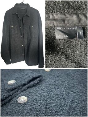 ASOS Design Black Bouclé Button-Up Shacket